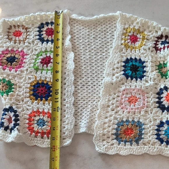 Colorful Crochet Girls Sweater Cardigan Hippie Halloween Fall - Picture 4 of 7